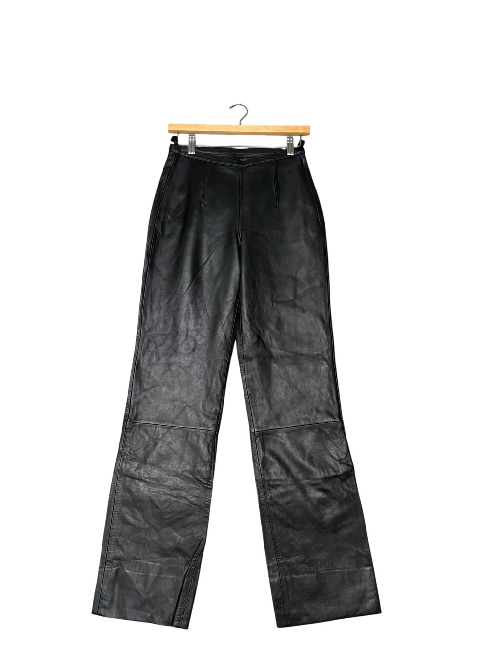 Wilsons Pelle Studio Leather Dress Pants Womens 2 Black Straight Leg Zip Front